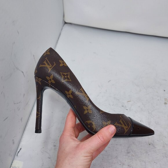 Louis Vuitton Brown Black Monogram Heel Shoe - Picture 5 of 13